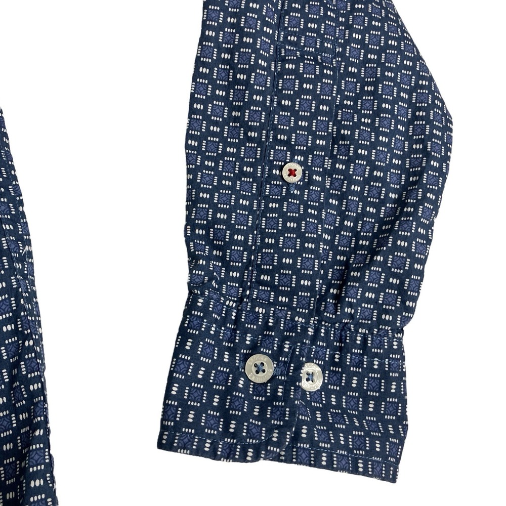 Brooks Brothers Red Fleece Shirt Men S Blue Geometric All Over Print Long Sleeve - Picture 5 of 13